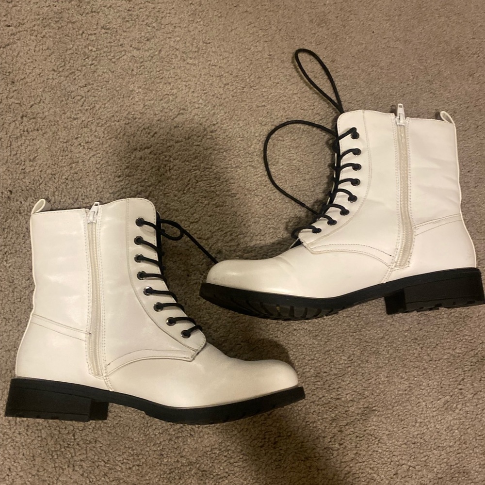 Lulus white combat boots